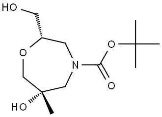 tert-Butyl (2S,6S)-6-hydroxy-2-(hydroxymethyl)-6-methyl-1,4-oxazepane-4-carboxylate Struktur