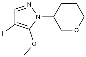 1H-Pyrazole, 4-iodo-5-methoxy-1-(tetrahydro-2H-pyran-3-yl)- Struktur