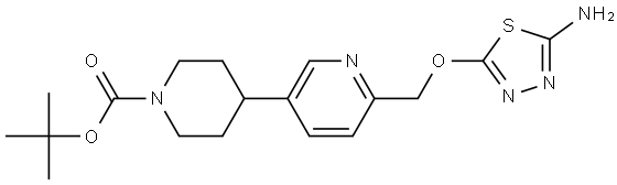 tert-butyl 4-(6-(((5-amino-1,3,4-thiadiazol-2-yl)oxy)methyl)pyridin-3-yl)piperidine-1-carboxylate Struktur