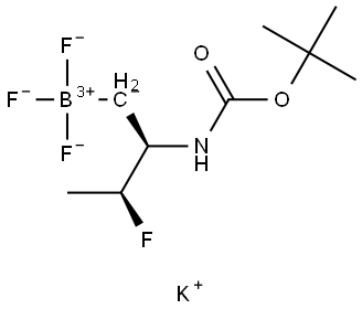 Borate(1-), [(2R,3S)-2-[[(1,1-dimethylethoxy)carbonyl]amino]-3-fluorobutyl]trifluoro-, potassium (1:1), (T-4)- Struktur