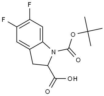 1H-Indole-1,2-dicarboxylic acid, 5,6-difluoro-2,3-dihydro-, 1-(1,1-dimethylethyl) ester Struktur