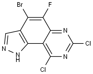 1H-Pyrazolo[3,4-f]quinazoline, 4-bromo-7,9-dichloro-5-fluoro- Struktur