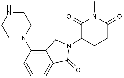 2,6-Piperidinedione, 3-[1,3-dihydro-1-oxo-4-(1-piperazinyl)-2H-isoindol-2-yl]-1-methyl- Struktur