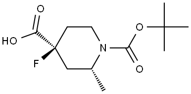 (2R,4S)-1-tert-butoxycarbonyl-4-fluoro-2-methyl-piperidine-4-carboxylic acid Struktur