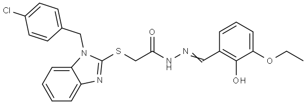 2-{[1-(4-CHLOROBENZYL)-1H-BENZIMIDAZOL-2-YL]SULFANYL}-N'-[(E)-(3-ETHOXY-2-HYDROXYPHENYL)METHYLIDENE]ACETOHYDRAZIDE Struktur