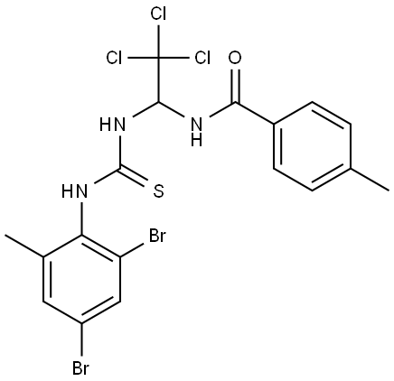 4-ME-N-(2,2,2-TRI-CL-1-(((2,4-DI-BR-6-ME-ANILINO)CARBOTHIOYL)AMINO)ET)BENZAMIDE Struktur