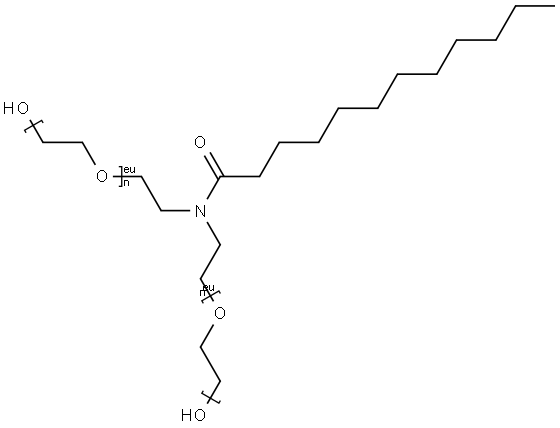 .alpha.,.alpha.'-[[(1-oxododecyl)imino]di-2,1-ethanediyl]bis[.omega.-hydroxy-poly(oxy-1,2-ethanediyl) Struktur