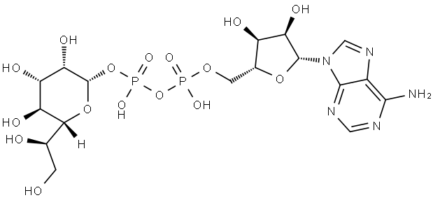 Adenosine 5'-(trihydrogen diphosphate), P'-D-glycero-β-D-manno-heptopyranosyl ester Struktur