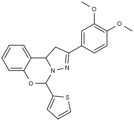 2-(3,4-DIMETHOXY-PH)-5-(2-THIENYL)-1,10B-DIHYDROPYRAZOLO(1,5-C)(1,3)BENZOXAZINE Struktur