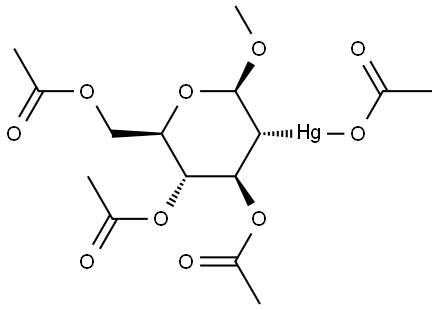 Methyl 3-O,4-O,6-O-triacetyl-2-[(acetyloxy)mercurio(II)]-2-deoxy-β-D-glucopyranoside Struktur