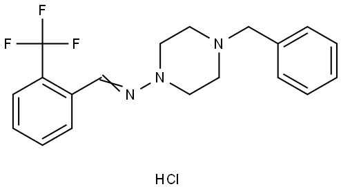 4-BENZYL-N-(2-(TRIFLUOROMETHYL)BENZYLIDENE)-1-PIPERAZINAMINE HYDROCHLORIDE Struktur