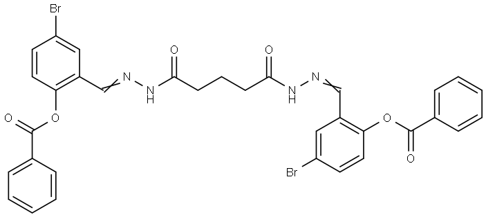 2-{(E)-[(5-{(2E)-2-[2-(BENZOYLOXY)-5-BROMOBENZYLIDENE]HYDRAZINO}-5-OXOPENTANOYL)HYDRAZONO]METHYL}-4-BROMOPHENYL BENZOATE Struktur