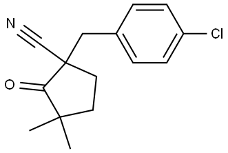 Cyclopentanecarbonitrile, 1-[(4-chlorophenyl)methyl]-3,3-dimethyl-2-oxo- Struktur