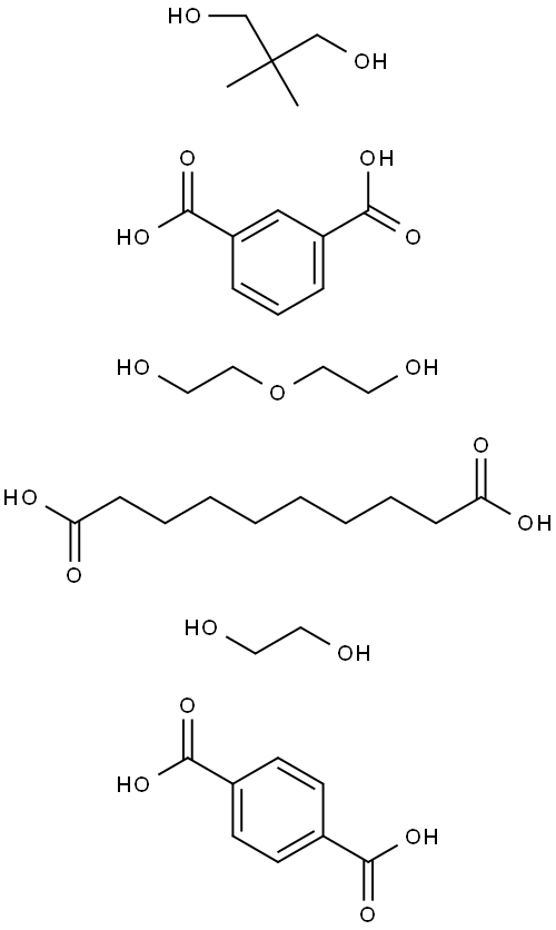 Decanedioic acid, polymer with ethanol, 2,2'-oxybis-, 1,2-ethanediol, 1,3-benzenedi-carboxylic acid, 1,3-propanediol, 2,2-dimethyl- and 1,4-benzenedicarboxylic acid Struktur