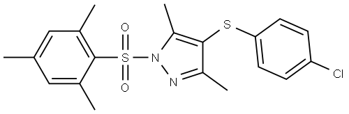 4-((4-CHLOROPHENYL)THIO)-1-(MESITYLSULFONYL)-3,5-DIMETHYL-1H-PYRAZOLE Struktur