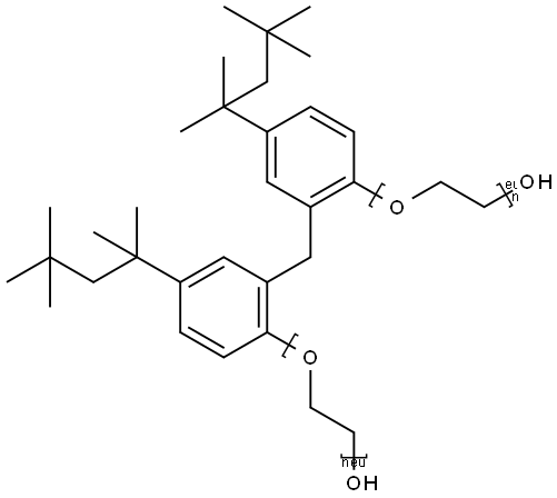 Poly(oxy-1,2-ethanediyl), .alpha.,.alpha.-methylenebis4-(1,1,3,3-tetramethylbutyl)-2,1-phenylenebis.omega.-hydroxy- Struktur