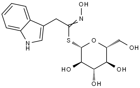 β-D-Glucopyranose, 1-thio-, 1-(N-hydroxy-1H-indole-3-ethanimidate) Struktur