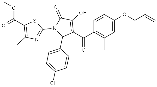 METHYL 2-[3-[4-(ALLYLOXY)-2-METHYLBENZOYL]-2-(4-CHLOROPHENYL)-4-HYDROXY-5-OXO-2,5-DIHYDRO-1H-PYRROL-1-YL]-4-METHYL-1,3-THIAZOLE-5-CARBOXYLATE Struktur