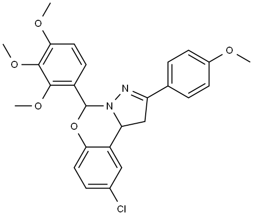 9-CHLORO-2-(4-METHOXYPHENYL)-5-(2,3,4-TRIMETHOXYPHENYL)-1,10B-DIHYDROPYRAZOLO[1,5-C][1,3]BENZOXAZINE Struktur