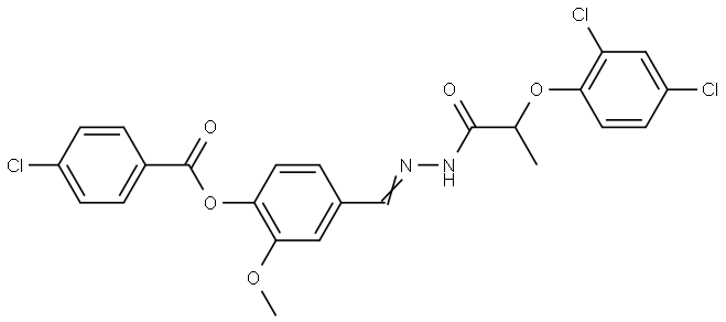 4-(((2-(2,4-DICHLOROPHENOXY)PROPANOYL)HYDRAZONO)ME)2-METHOXY-PH 4-CHLOROBENZOATE Struktur