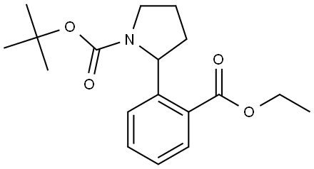 1-Pyrrolidinecarboxylic acid, 2-[2-(ethoxycarbonyl)phenyl]-, 1,1-dimethylethyl ester Struktur