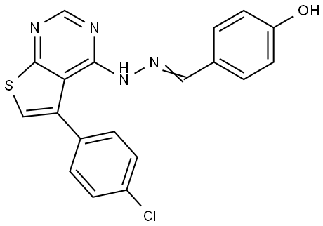 4-HYDROXYBENZALDEHYDE (5-(4-CHLOROPHENYL)THIENO(2,3-D)PYRIMIDIN-4-YL)HYDRAZONE Struktur