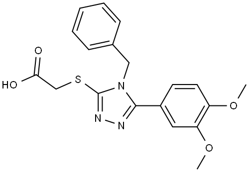 ((4-BENZYL-5-(3,4-DIMETHOXYPHENYL)-4H-1,2,4-TRIAZOL-3-YL)THIO)ACETIC ACID Struktur