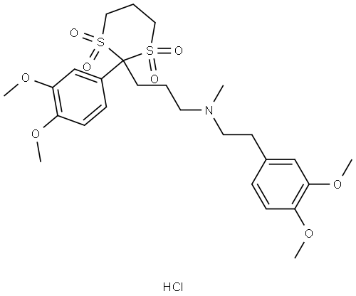 (3,4-dimethoxyphenethyl)[2-(2,3-dimethoxyphenyl)-1,3-dithian-2-yl]propyl]methylammonium chloride 1,1,3,3-tetraoxide Struktur