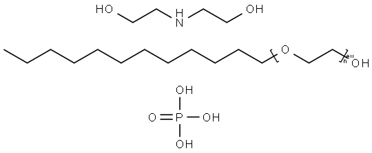 Ethanol, 2,2-iminobis-, compd. with .alpha.-dodecyl-.omega.-hydroxypoly(oxy-1,2-ethanediyl) phosphate Struktur