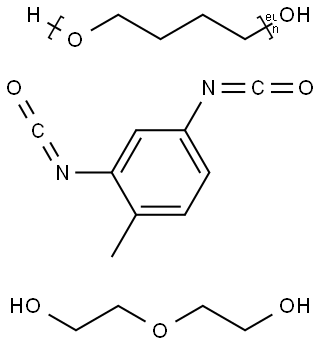 Ethanol, 2,2'-oxybis-, polymer with 2,4-diisocyanato-1-methylbenzene and .alpha.-hydro-.omega.-hydroxypoly(oxy-1,4-butanediyl) Struktur