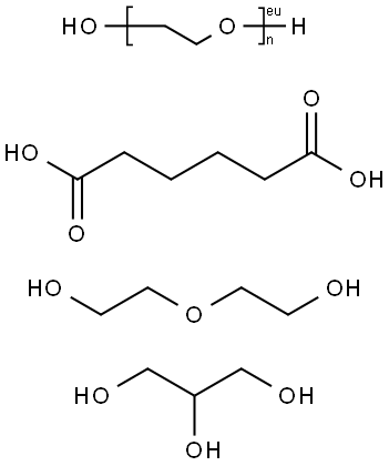 Hexanedioic acid, polymer with .alpha.-hydro-.omega.-hydroxypoly(oxy-1,2-ethanediyl), 2,2'-oxybis[ethanol] and 1,2,3-propanetriol Struktur