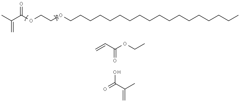 2-Propenoic acid, 2-methyl-, polymer with ethyl 2-propenoate and .alpha.-(2-methyl-1-oxo-2-propenyl)-.omega.-(octadecyloxy)poly(oxy-1,2-ethanediyl), graft Struktur