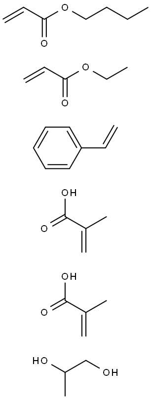 2-Propenoic acid, 2-methyl-, polymer with butyl 2-propenoate, ethenylb enzene, ethyl 2-propenoate and 1,2-propanediol mono(2-methyl-2-propeno ate) Struktur