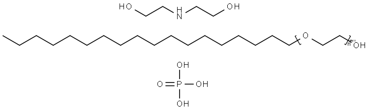 Ethanol, 2,2-iminobis-, compd. with .alpha.-octadecyl-.omega.-hydroxypoly(oxy-1,2-ethanediyl) phosphate Struktur