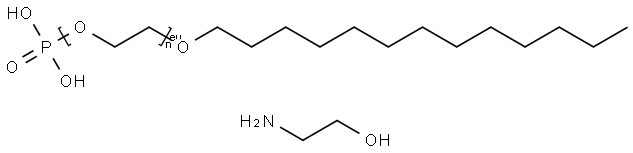 Ethanol, 2-amino-, compd. with .alpha.-phosphono-.omega.-(tridecyloxy)poly(oxy-1,2-ethanediyl) (1:1) Struktur