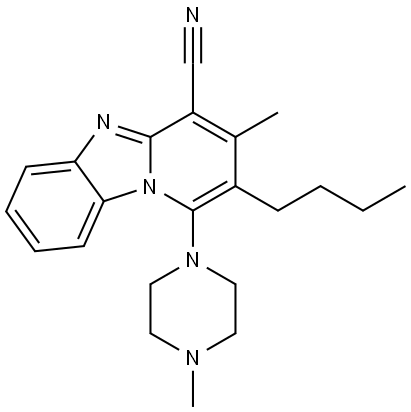 2-BU-3-ME-1-(4-METHYL-1-PIPERAZINYL)PYRIDO(1,2-A)BENZIMIDAZOLE-4-CARBONITRILE Struktur