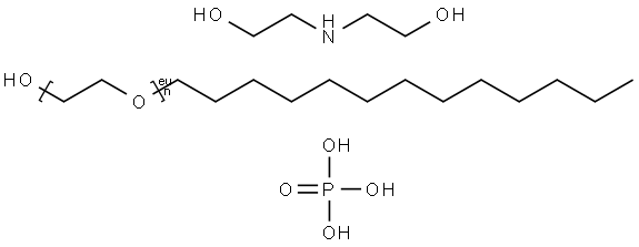 Ethanol, 2,2-iminobis-, polymer with .alpha.-tridecyl-.omega.-hydroxypoly(oxy-1,2-ethanediyl) phosphate Struktur