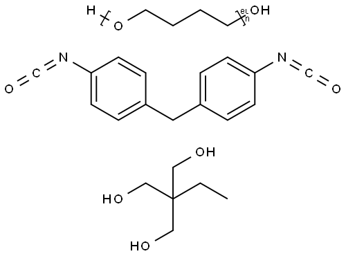 1,3-Propanediol, 2-ethyl-2-(hydroxymethyl)-, polymer with .alpha.-hydro-.omega.-hydroxypoly(oxy-1,4-butanediyl) and 1,1-methylenebis4-isocyanatobenzene, isocyanate-terminated Struktur