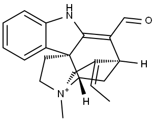 (19E)-2,16,19,20-Tetradehydro-4-methyl-17-oxocuran-4-ium Struktur