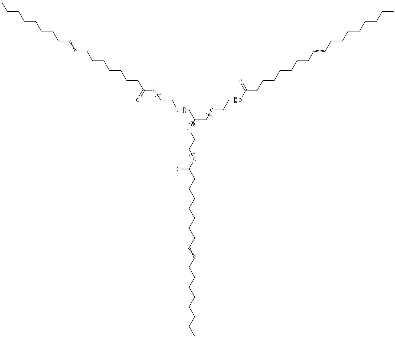 Poly(oxy-1,2-ethanediyl), .alpha.,.alpha.,.alpha.-1,2,3-propanetriyltris.omega.-(9Z)-1-oxo-9-octadecenyloxy- Struktur