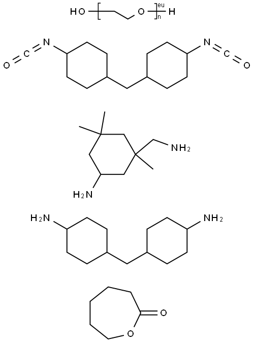 2-Oxepanone polymer with 5-amino-1,3,3-trimethylcyclohexanemethanamine, α-hydro-ω-hydroxypoly(oxy-1,2-ethanediyl), 4,4'-methylenebis[cyclohexana mine] and 1,1'-methylene bis[4-isocyanatocyclohexane] Struktur