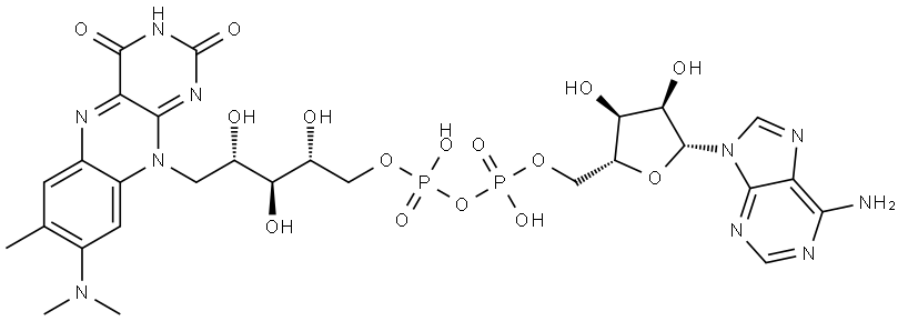 Riboflavin 5'-(trihydrogen diphosphate), 8-demethyl-8-(dimethylamino)-, P'→5'-ester with adenosine Struktur