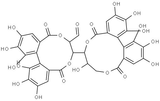 alpha-D-Glucopyranose, cyclic 2,3:4,6-bis(4,4',5,5',6,6'-hexahydroxy(1,1'-biphenyl)-2,2'-dicarboxylate) Struktur