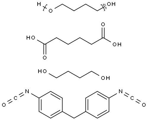 Hexanedioic acid, polymer with 1,4-butanediol, .alpha.-hydro-.omega.-hydroxypoly(oxy-1,4-butanediyl) and 1,1'-methylenebis[4-isocyanatobenzene] Struktur