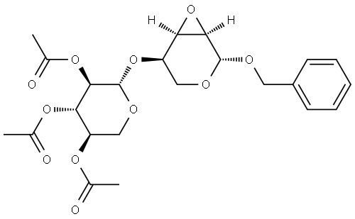 Benzyl 2,3-anhydro-4-O-β-D-xylopyranosyl-β-D-ribopyranoside triacetate Struktur