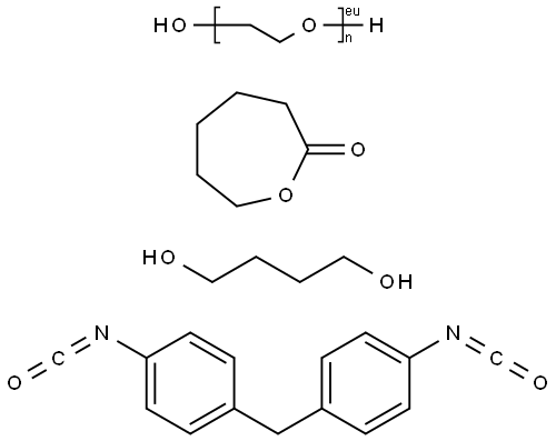 2-Oxepanone, polymer with 1,4-butanediol, .alpha.-hydro-.omega.-hydroxypoly(oxy-1,2-ethanediyl) and 1,1'-methylenebis[4-isocyanatobenzene] Struktur