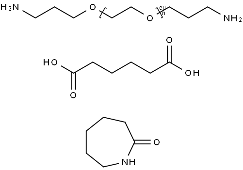 Hexamedioic acid, polymer with .alpha.-(3-aminopropyl)-.omega.-(5-aminopropoxyl)-poly(oxy-1,2-ethandiyl) and hexahydro -2H-azepin-2-one Struktur