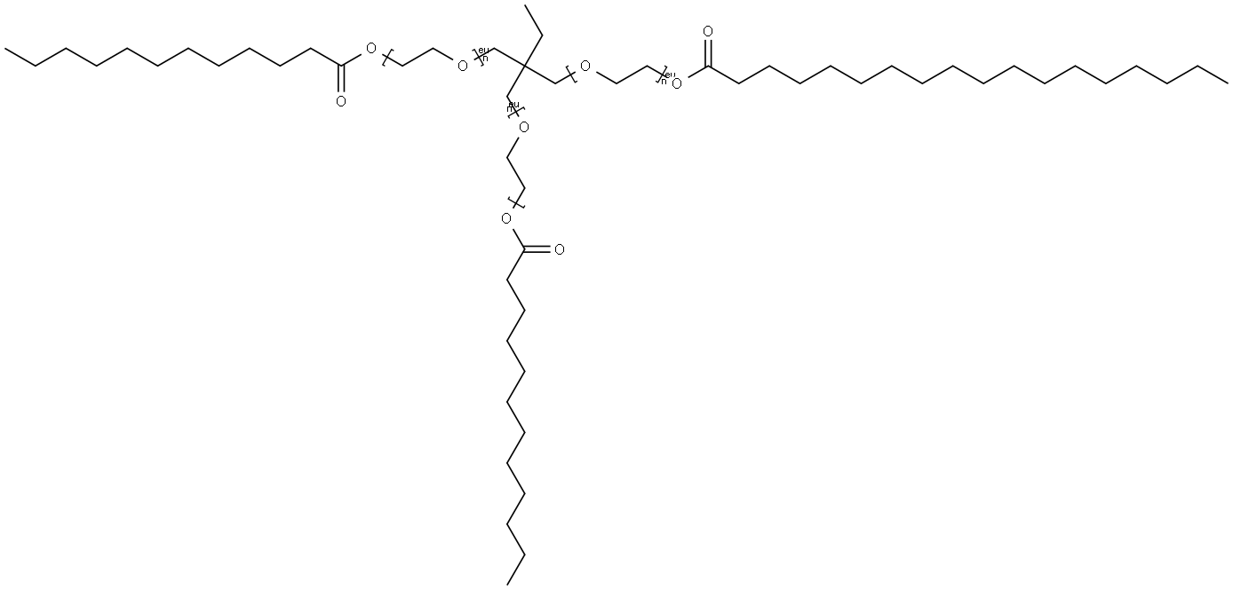 1,1,1-Trimethylolpropane, polyoxyethylene ether, mono stearate dilaurate Struktur