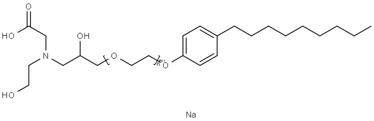 Poly(oxy-1,2-ethanediyl), .alpha.-[3-[(carboxymethyl)(2-hydroxyethyl)amino]-2-hydroxypropyl]-.omega.-(4-nonylphenoxy)-, monosodium salt Struktur