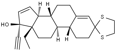 18,19-Dinorpregna-4,15-dien-20-yn-3-one, 13-ethyl-17-hydroxy-, cyclic 1,2-ethanediyl mercaptole, (17α)- (9CI)